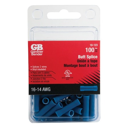 Gardner Bender Gardner Bender 16-14 Ga. Insulated Wire Butt Splice Blue 100 pk 10-123